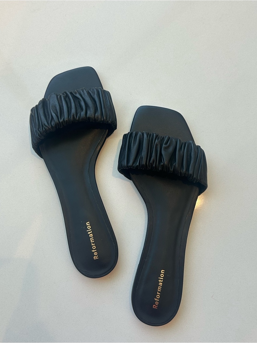 Black Ruched Strap Sandal